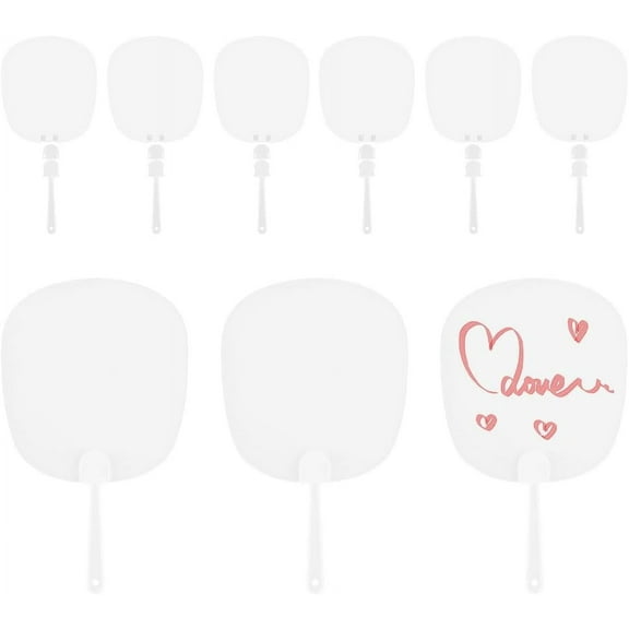 10Pcs Plastic Hand Fan DIY Blank Hand Fans Bulk PVC Flat Oval Summer Clear Transparent Chinese Style Printable Decorative Handheld Fan for Dancing Performance Wedding Party DIY Craft Decor for diy