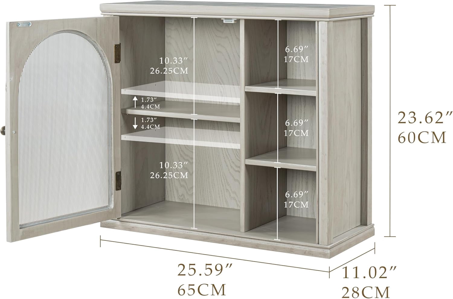 ANHDAH Bathroom Wall Cabinet Over Toilet with 2-Door & Adjustable Shelf, Solid Wood Medicine Cabinet for Kitchen Living Room, Gray