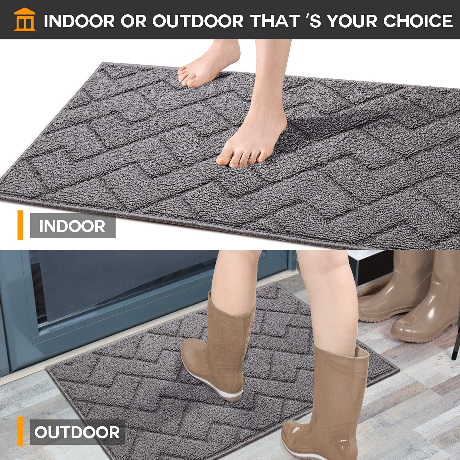 Indoor Doormat24”x35” Front Back Door Mat Rubber Backing Non Slip Door Mats  A