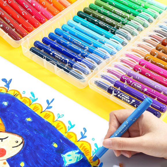 Bâtons de Peinture Tempera Lavables, Ensemble de 48 Couleurs de Peinture Tempera Solide avec 1 Pinceau pour Enfants, Séchage Super Rapide, Fonctionne Très Bien sur Papier Bois Verre Céramique Toile