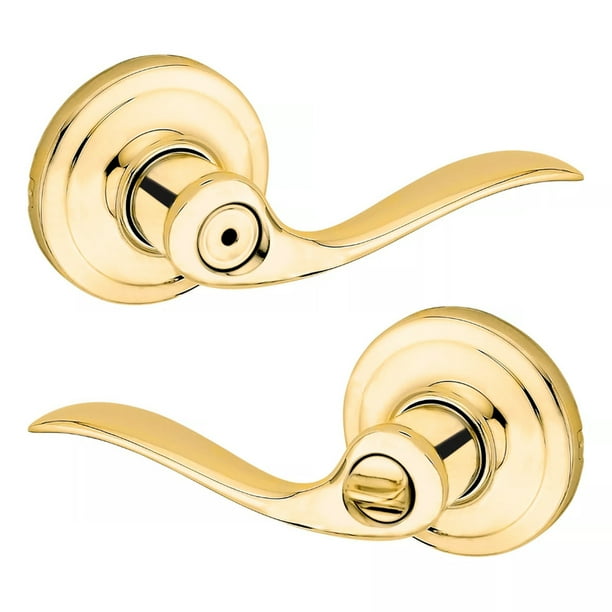 Kwikset Tustin Polished Brass Privacy Lockset ANSI/BHMA Grade 2 13/4