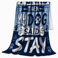 thumbnail image 2 of Dog Dad, Playful Pet Portrait Pattern, Warm Flannel Blanket for Living Room and Reading Nook with Detailed Artwork, Dog Lovers Father's Day Gift, Pet Lover Home Decor, 2 of 9