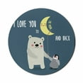thumbnail image 1 of I Love You Mouse Pad for Computers, Teddy Bear and Penguin Best Friends Arctic Lovers Under Moon Cartoon, Round Non-Slip Thick Rubber Modern Mousepad, 8" Round, Slate Blue Grey Yellow, by Ambesonne, 1 of 2