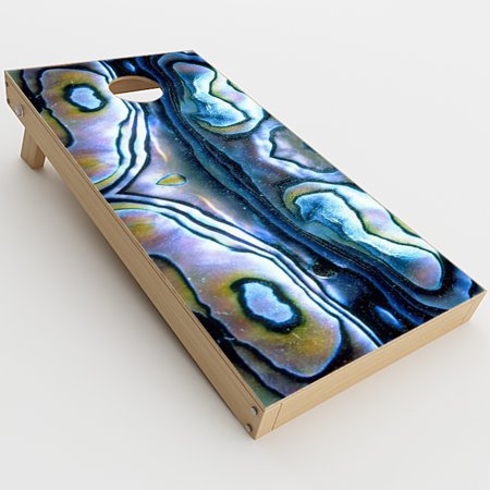 Skin Decal For Cornhole Game Board (2Xpcs.) / Abalone Aulon Sea Shells Pattern Crystal