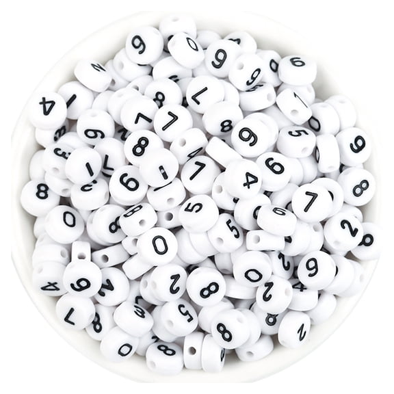Bradem Jewelry Materials, 100Pcs/Pack Acrylic Number Loose Beads Flat Round Beads Diy Hand Beads Accessori, 100Pc Diy Hand Bead Accessories (Flat Round Beads), , Hand Beaded