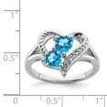 thumbnail image 5 of 925 Sterling Silver Rhodium Blue Topaz Diamond Ring Size 8, 5 of 6