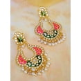 thumbnail image 2 of Crunchy Fashion Bollywood Jewellery Traditional Ethnic Bridal Bride Wedding Bridesmaid Gold plated Kundan Meenakari Dangler Earrings For Women's & Girl's, 2 of 4