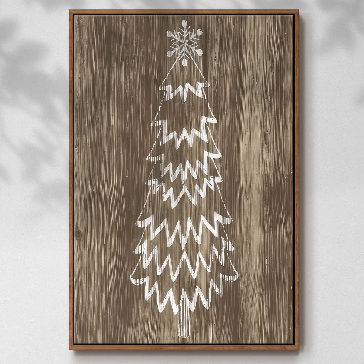 Barnwood Wonderland VIII - Framed Gallery Wrapped Holiday Canvas - 27 x 41 - Rosewood Frame