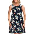 thumbnail image 1 of Bixox Robe Sans Manches à Imprimé Requins pour Femmes avec Poches, Robe Décontractée Longueur Genou pour l'Été-moyen, 1 of 7