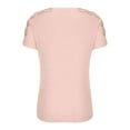 thumbnail image 5 of Ohufall Womens Tops! Fashion Women's T-shirt Short-sleeved Solid Color Sexy Hollow Shoulder And Lace Slim-fit Round Neck Top Blouse, 5 of 6