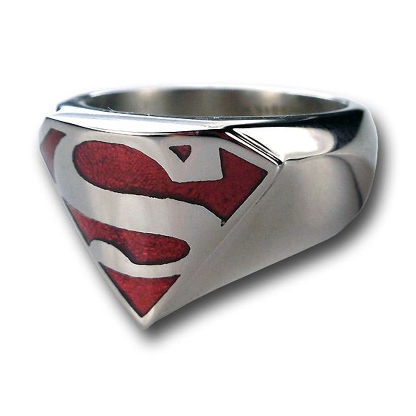 Stainless Steel Superman Heavy Ring Sz 11