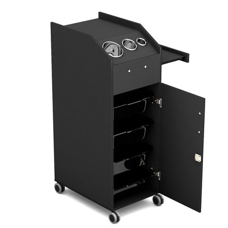 Beauty Salon Spa Rolling Trolley 4 Storage Trays Locking Door