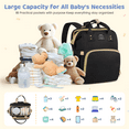 thumbnail image 5 of Diaper Bag Backpack, Multifunctional Baby Diaper Bags with Foldable Crib & Changing Station,Large Capacity Portable Travel Back Pack W/ USB Charging Port & Stroller Strap, Baby Shower Gifts(Black), 5 of 8