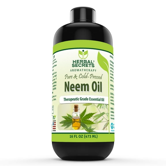Herbal Secrets 100% Pure Cold Pressed Neem (Azadirachta indica) Essential Oil 16 Fl. oz | Best use with Oil Diffusers, Potpourri, and Wicking Fragrance Diffusers | Pure & Cold Pressed | Made in USA