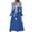 Blue, variant on Wancir Women Long Sleeve V-Neck Casual Long Dress Pleated Waist Maxi Dresses with Pockets