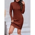 thumbnail image 5 of Sherrylily Women Sweater Dress Sexy Bodycon Turtleneck Mini Cable Knit Sweaters Dresses, 5 of 6