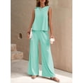 thumbnail image 2 of MOSHU Two Piece Lounge Sets for Women Loose Fit Tank Tops and Wide Leg Pants with Pockets Solid Summer Sets, 2 of 9