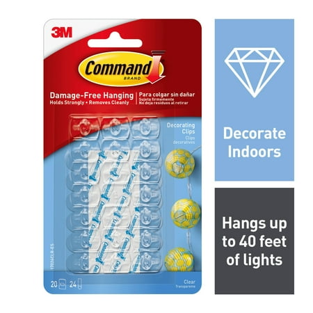 20 Strip Pack - Command Decorating Clip with 24 Adhesive Mini Strips, Clear, Pack of 20