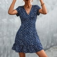 thumbnail image 1 of Vestido Floral Vestido Con Volantes Vestido Estampado Mini Vestido De Flores Vestido De Verano Con Cuello En V Moda Versátil Casual Estampado Con Volantes Flowy Beach Vestido ANGGREK Otros, 1 of 6