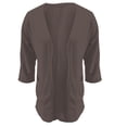 thumbnail image 4 of Breezora Waffle Textured Quarter Sleeve Casual Cardigan Jacket for Women Urban Style Lightweight Cover Up XXXL Size Brown, 4 of 4