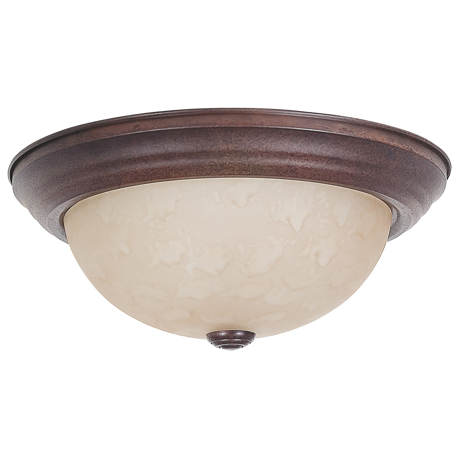Luminance Sunset Lighting F7634-62 Three Light Flush Mount - Faux Alabaster Glass, Dimmable - with Rubbed Bronze Finish