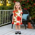 thumbnail image 7 of Gelikeya Girls Floral Dress Yellow Spring Cute Casual Flutter Sleeve Flower Prints Princess Dress Fashion Design Summer Dress(Toddlers, Z10 Orange, 6-7 Years), 7 of 7