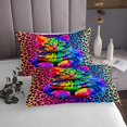 thumbnail image 3 of Kids Cat Kitten Queen Quilt Set Rainbow Leopard Print Queen Coverlet Set, Modern Abstract Art Bedding Set Colorful Cheetah Printed Bedspread Set, Animal Pet Theme Bed Quilt 3pcs, 3 of 5
