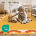 thumbnail image 2 of ODIKA 8'x10' Orange Golden Retro Geometric Border Frame Washable Area Rug Mid Century Modern Style Decorative Pattern for King Size Bedroom Under Bed, Master Suite, Non-Shedding, Easy Care, 2 of 5