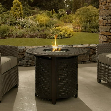 Fire Sense - Hendricks Round Aluminum LPG Fire Pit - Antique Bronze
