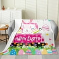 thumbnail image 5 of Happy Easter Bunny Egg Pattern Blanket Throw, Flannel Blanket for Living Room Sofa Bedroom Decoration, 39"x27.5", 5 of 7