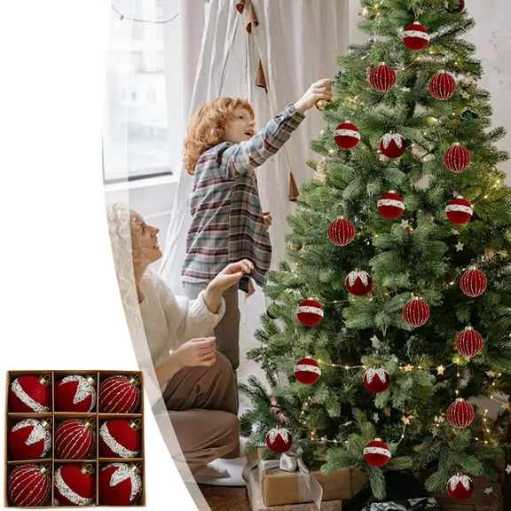 Christmas Clearance Sale,Christmas Decorations Indoor,Christmas Balls,Flocking Painting Set,Multicolor Exquisite Workmanship for Christmas Tree Thanksgiving Party Decoration(3.15inch),Wine