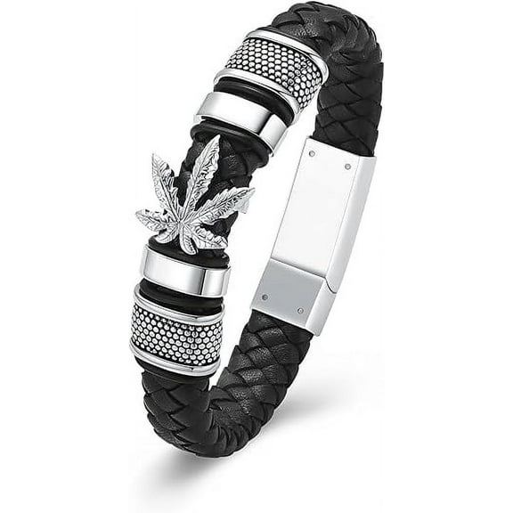 Marijuana Leaf Urn Bracelet for Ashes for Men Women Adults Stainless Steel Maple Leaf Cremation Urn Bracelet Urn Bangle Ashes Holder Memorial Bangle