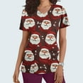 thumbnail image 2 of Christmas Scrubs for Women Strech Cute Santa Print Scrubs Top Short Sleeve V Neck Nursing Work Uniforms Pockets, XL, 2 of 5