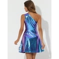 thumbnail image 3 of DARING DIVA Metallic Sleeveless Disco Holographic Dress XL Blue Purple, 3 of 6