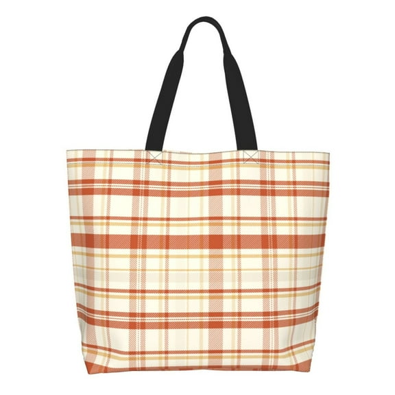 Easygdp Minimalist plaid Tote Bags for Women,Women Travel Shoulder Bags Handbags，Big Capacity Shopping Work Bag