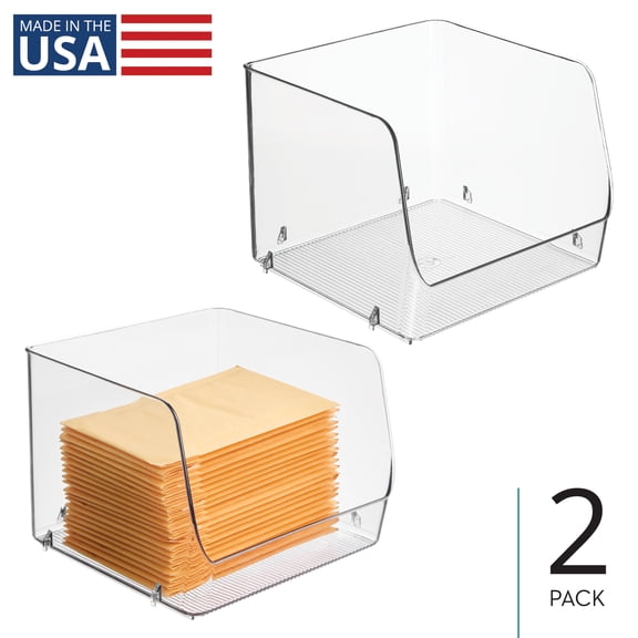 iDesign Stackable Open-Front Storage Bin - Kitchen and Pantry Organization - Storage for Snacks or Canned Goods - Made in USA