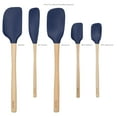 thumbnail image 6 of Tovolo Silicone Spatula with Wooden Handle Set of 5 Piece Silicone Kitchen Utensil Set Spoonula Jar Scraper Mini Spatula and Spoonula for Cooking Baking Mixing Folding Deep Indigo, 6 of 6