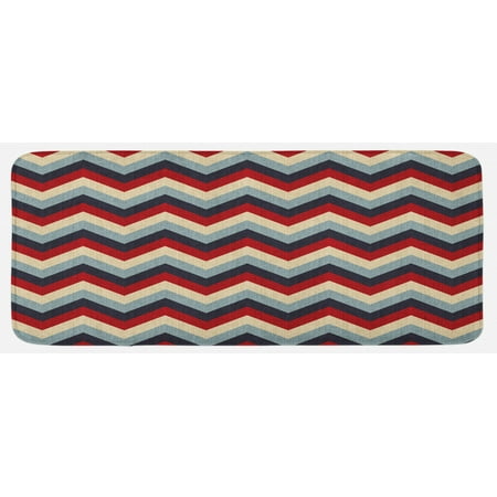 

Chevron Kitchen Mat Triangle Abstract Geometrical Detailed Retro Vintage Image Plush Decorative Kitchen Mat with Non Slip Backing 47 X 19 Pale Blue Navy Blue by Ambesonne