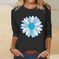 thumbnail image 4 of Camisetas Casuales de las Mujeres de Moda Impresa 3/4 Mangas Blusa Cuello Redondo para el Hogar Y Diario, 4 of 4