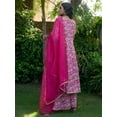 thumbnail image 5 of Janasya Women's Pink Cotton Foil Floral Printed Pant Set with Scarf, 5 of 5