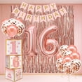thumbnail image 1 of Set de decoración para fiestas Sweet 16 Birthday Girls en oro rosa, 1 of 8