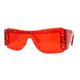 thumbnail image 2 of Unique Futuristic Avant Garde Half Rim Shield Rectangle Sunglasses Red, 2 of 4
