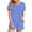 Blue, variant on Fashion 2 Piece Sets for Women Summer Plus Size Striped Casual Home Two-piece V-neck Top With Pocket Shorts Set