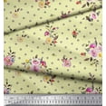 thumbnail image 3 of Soimoi Yellow Cotton Duck Fabric Leaves,Small Circle & Floral Decor Fabric Printed BTY 56 Inch Wide, 3 of 3