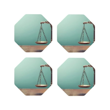 

Tideii Vintage Brass Balance Scale for Leather Coasters 4 Pieces Anti-fouling and Anti-scalding Decorative Coasters Suitable for Restaurants Kitchens Coffee Shops-Octagon