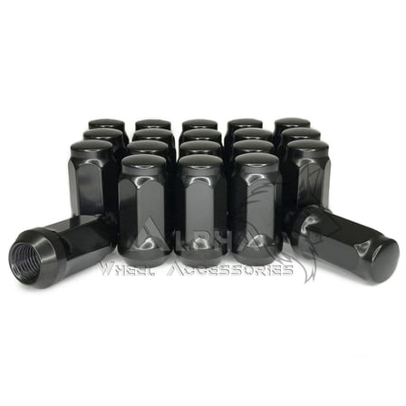 20 Black Lug Nuts 14x1.5 For 2011 - Newer Grand Cherokee SRT8 Trailhawk 1.75"