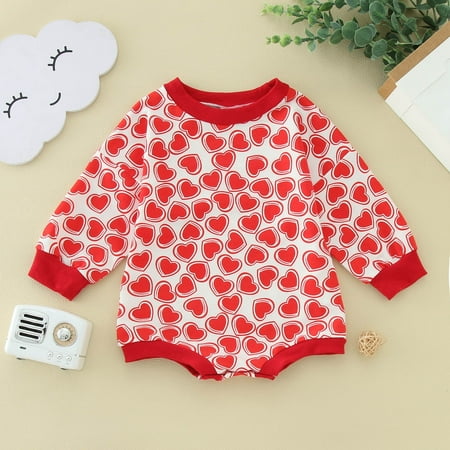 

coappsuiop valentines day gift sets girls bodysuits baby girls cotton print autumn valentine s day long sleeve romper bodysuit sweatshirt clothes