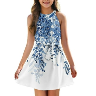 XDDLITP Girls Wedding Guest Dress Halter Neck Sleeveless Dress for