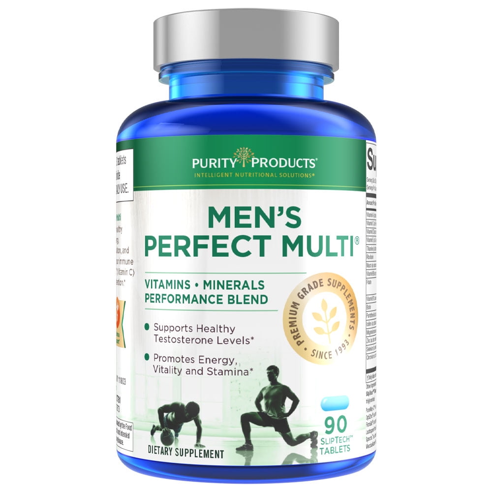 Men's Perfect Multi from Purity Products - Vitamins, Minerals and Phytonutrients - Supports Healthy Testosterone Levels and Promotes Energy, Vitality and Stamina - 90 Tablets