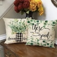 thumbnail image 5 of Spring Pillow Covers 18x18 Set of 4  Sweet Home Outdoor Farmhouse Green Eucalyptus Leaves Grey Plaid Decorative Throw Pillows Cases Cushion Covers for Living Room Couch Decor, 5 of 7